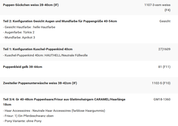 WUNSCHPUPPE für Bestellung 202500331