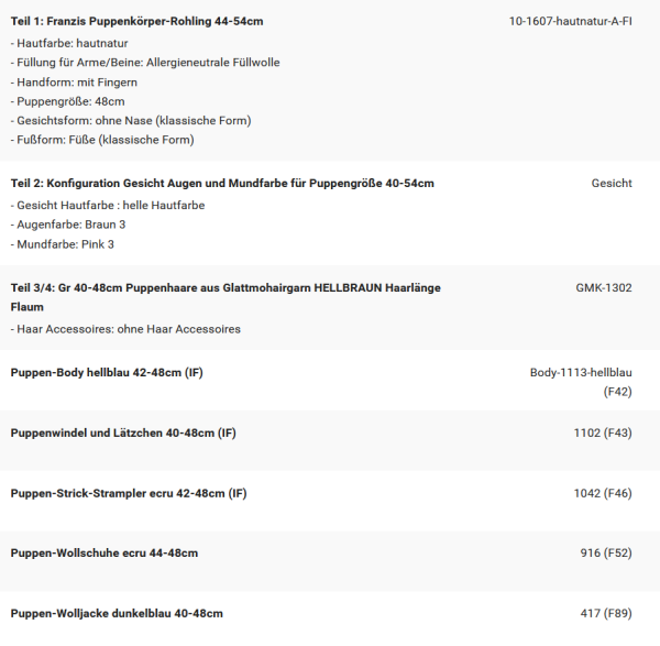 WUNSCHPUPPE für Bestellung 202500334