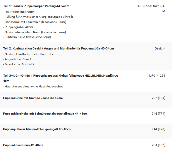 WUNSCHPUPPE für Bestellung 202500378