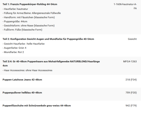 WUNSCHPUPPE für Bestellung 202500379