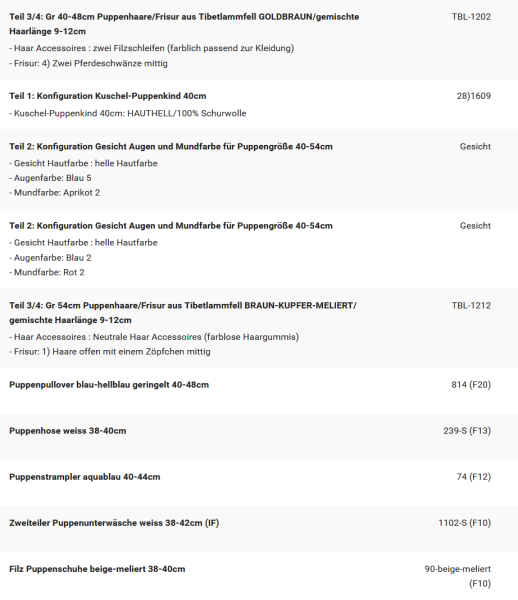 WUNSCHPUPPE für Bestellung 202500395