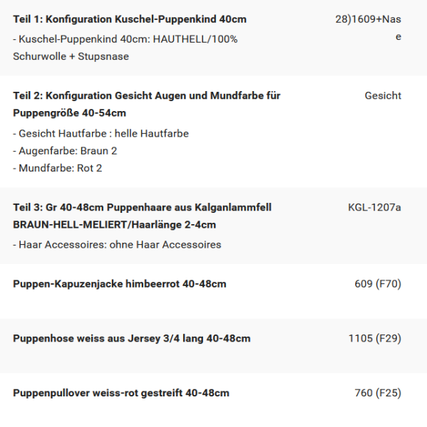 WUNSCHPUPPE für Bestellung 202600029
