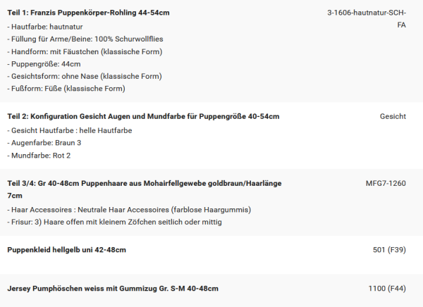 WUNSCHPUPPE für Bestellung 202600085