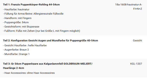 WUNSCHPUPPE für Bestellung 202600088