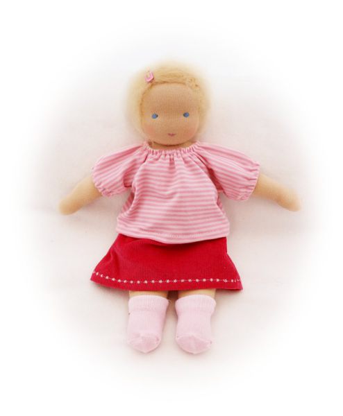 Puppen-Shirtbluse rosé gestreift  28-30cm