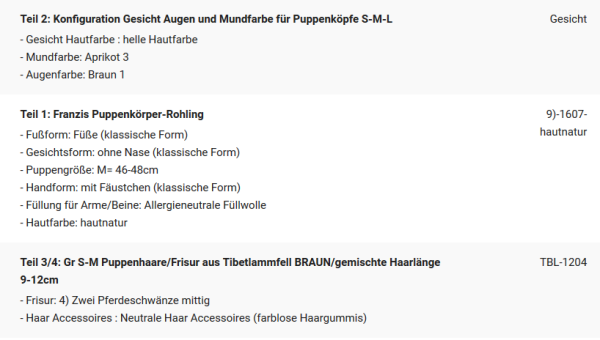 WUNSCHPUPPE für Bestellung 201900573