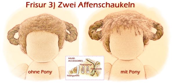 Teil 3/4: Gr 54cm Puppenhaare/Frisur aus Glattmohairgarn GINGER/Haarlänge 18cm