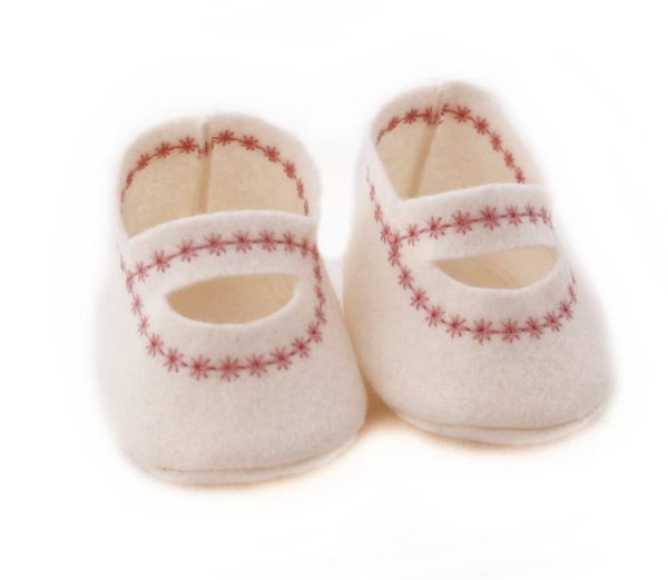 Puppenschuhe aus Filzstoff weiß 50-54cm