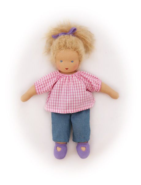 Puppenbluse rosé kariert  28-30cm