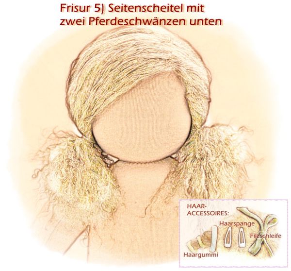 Teil 3/4: Gr 40-48cm Puppenhaare/Frisur aus Tibetlammfell GOLDBRAUN/gemischte Haarlänge 9-12cm