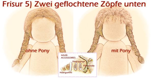 Teil 3/4: Gr 54cm Puppenhaare/Frisur aus Glattmohairgarn GINGER/Haarlänge 18cm