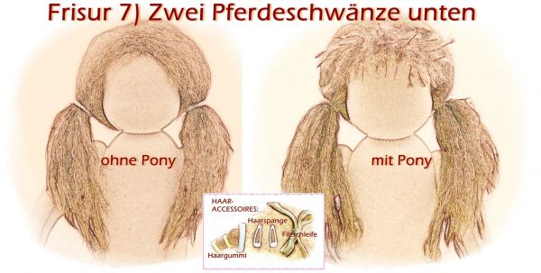 Teil 3/4: Gr 40-48cm Puppenhaare/Frisur aus Glattmohairgarn GINGER/Haarlänge 18cm