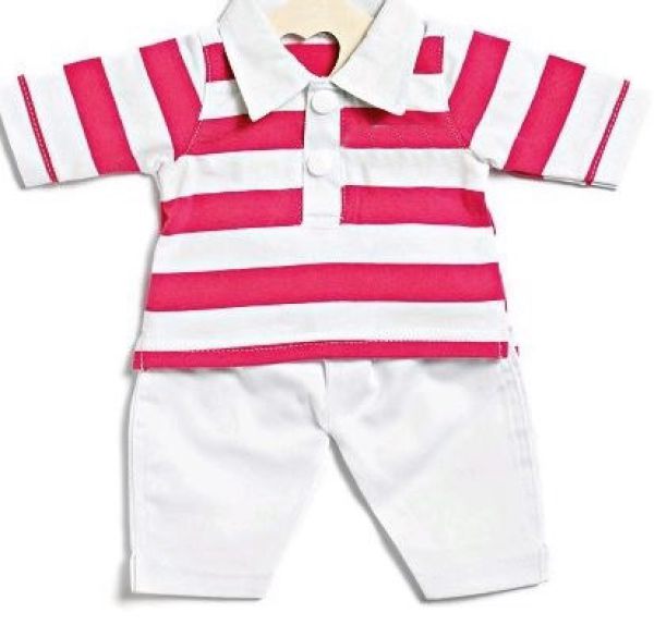 Puppen-Zweiteiler rot-weiss gestreift 42-48cm (IF)