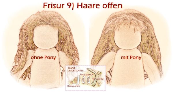 Teil 3/4: Gr 54cm Puppenhaare/Frisur aus Glattmohairgarn GINGER/Haarlänge 18cm
