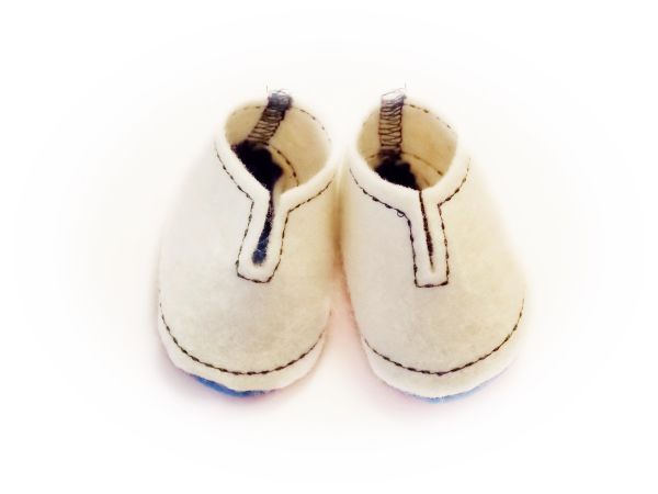 Puppenfilzschuhe  weiss-blau 44-48cm