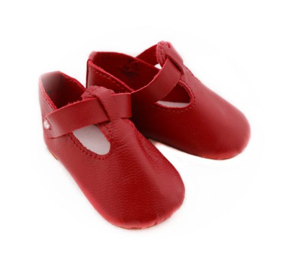 Puppen-Ledersandalen rot 44-48cm