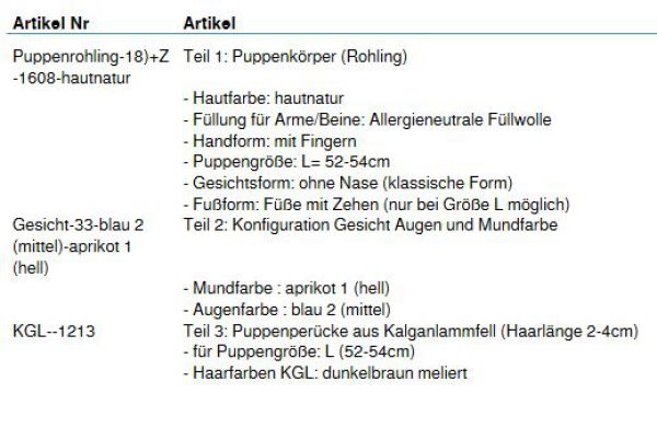Wunschpuppe für Bestellung 201710358