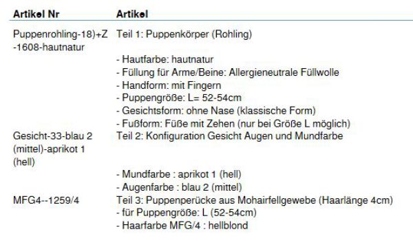 Wunschpuppe für Bestellung 201710358
