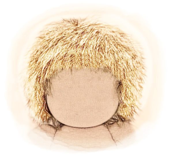 Teil 3/4: Gr 54cm Puppenhaare aus Mohairfellgewebe STROHBLOND/Haarlänge 4cm