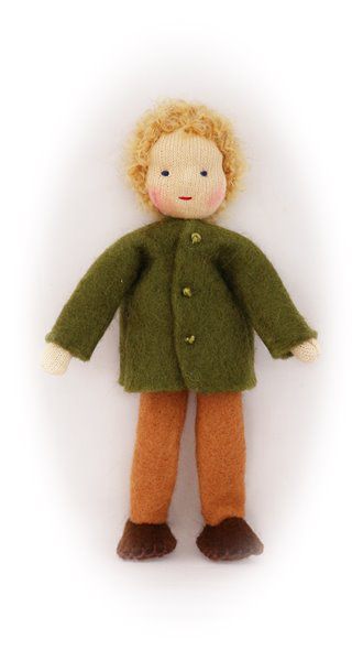 Vater bond mit grüner Jacke und hellbrauner Hose / Größe 12cm