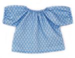 Puppenbluse hellblau geblümt 40-48cm
