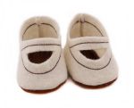 Puppenschuhe aus Filzstoff weiß-hellbraun 50-54cm