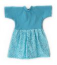 Puppenkleid türkis geblümt 42-48cm