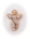Baby mit beige meliertem Strampelanzug / Größe 4cm